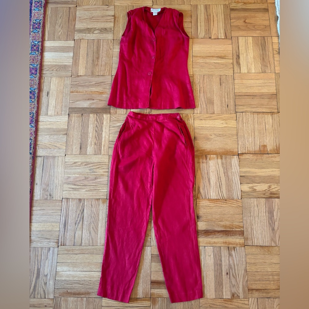 Petite Sophisticate Linen Vest and Trousers